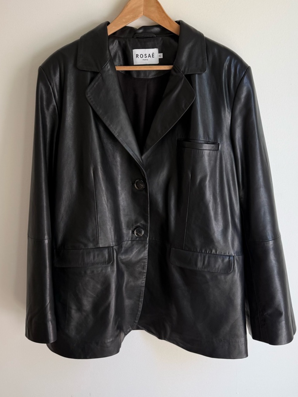 ROSAE LE THIBAUD Black leather blazer - Size 42  US10 Size Large Like New